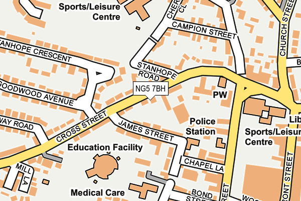 NG5 7BH map - OS OpenMap – Local (Ordnance Survey)