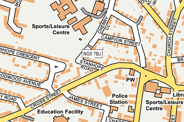 NG5 7BJ map - OS OpenMap – Local (Ordnance Survey)