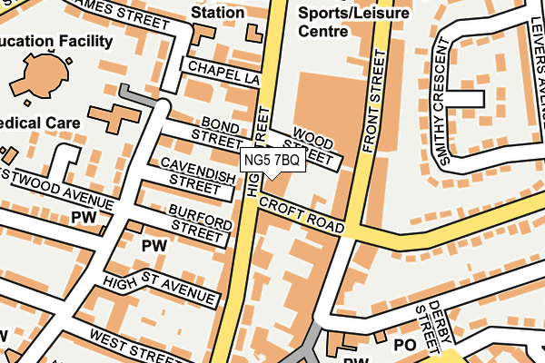 NG5 7BQ map - OS OpenMap – Local (Ordnance Survey)