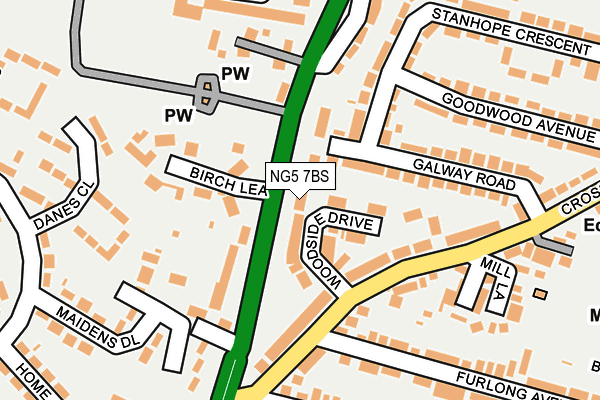 NG5 7BS map - OS OpenMap – Local (Ordnance Survey)