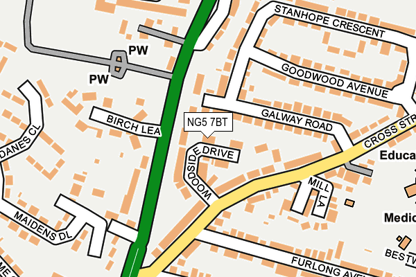 NG5 7BT map - OS OpenMap – Local (Ordnance Survey)