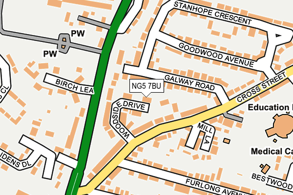 NG5 7BU map - OS OpenMap – Local (Ordnance Survey)