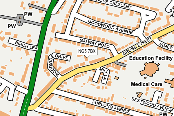 NG5 7BX map - OS OpenMap – Local (Ordnance Survey)