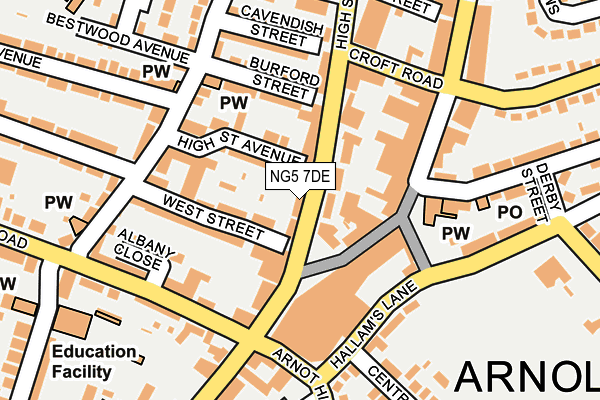 NG5 7DE map - OS OpenMap – Local (Ordnance Survey)