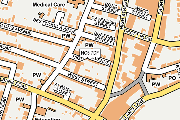 NG5 7DF map - OS OpenMap – Local (Ordnance Survey)