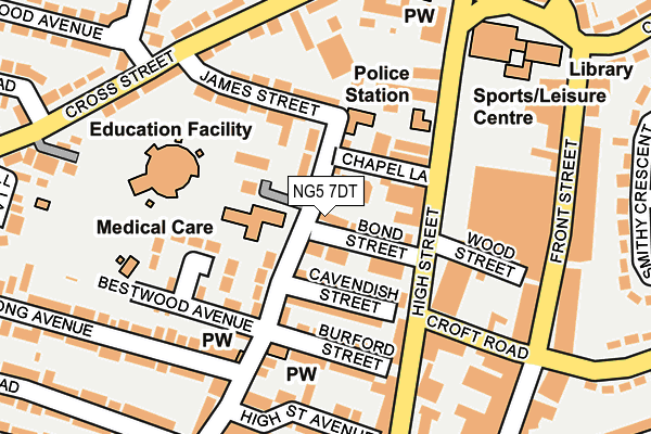 NG5 7DT map - OS OpenMap – Local (Ordnance Survey)