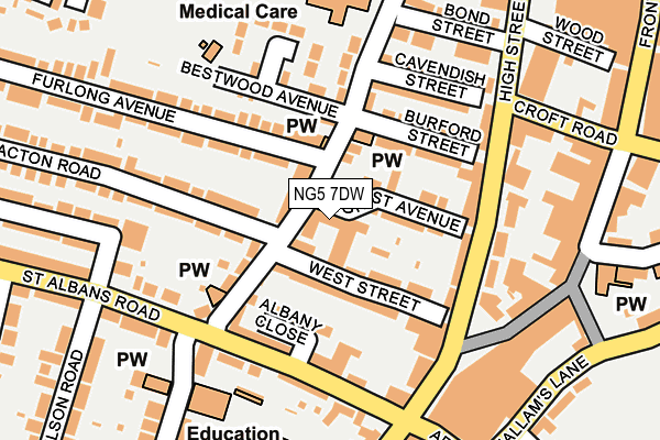 NG5 7DW map - OS OpenMap – Local (Ordnance Survey)