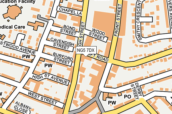 NG5 7DX map - OS OpenMap – Local (Ordnance Survey)