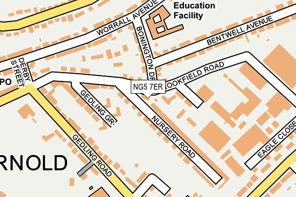 NG5 7ER map - OS OpenMap – Local (Ordnance Survey)