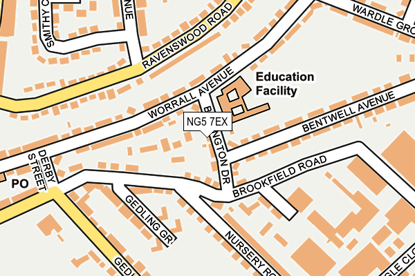 NG5 7EX map - OS OpenMap – Local (Ordnance Survey)