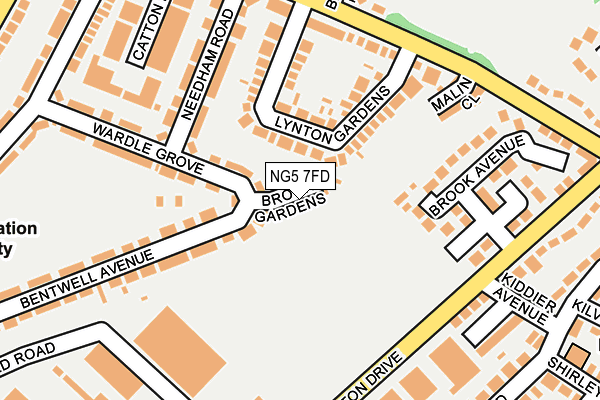 NG5 7FD map - OS OpenMap – Local (Ordnance Survey)