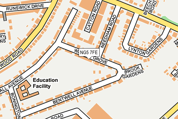 NG5 7FE map - OS OpenMap – Local (Ordnance Survey)