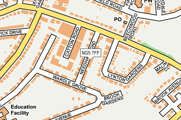 NG5 7FF map - OS OpenMap – Local (Ordnance Survey)