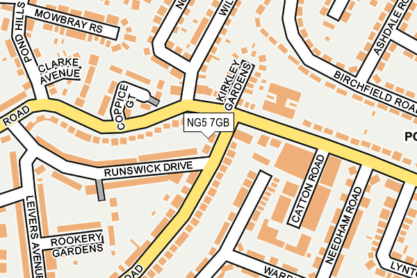 NG5 7GB map - OS OpenMap – Local (Ordnance Survey)