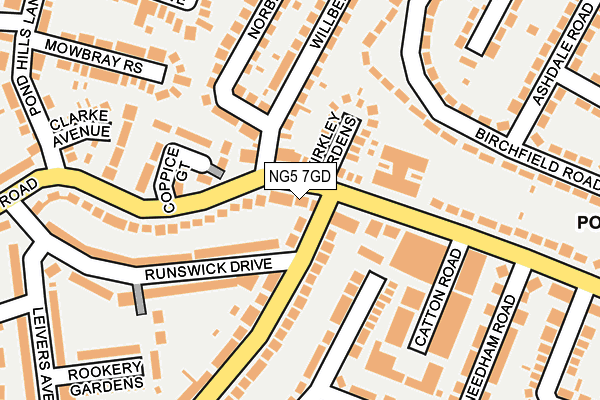 NG5 7GD map - OS OpenMap – Local (Ordnance Survey)