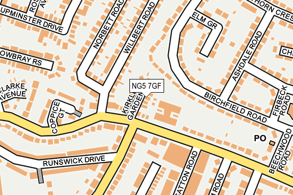 NG5 7GF map - OS OpenMap – Local (Ordnance Survey)