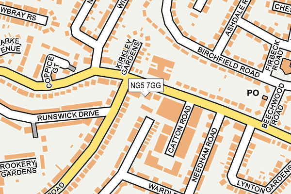 NG5 7GG map - OS OpenMap – Local (Ordnance Survey)