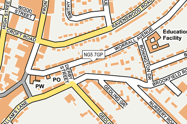 NG5 7GP map - OS OpenMap – Local (Ordnance Survey)