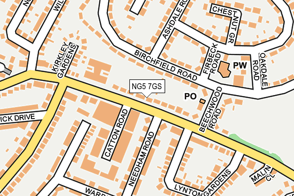 NG5 7GS map - OS OpenMap – Local (Ordnance Survey)