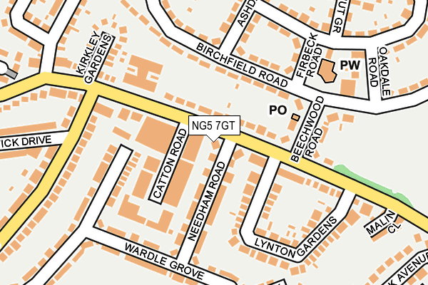 NG5 7GT map - OS OpenMap – Local (Ordnance Survey)