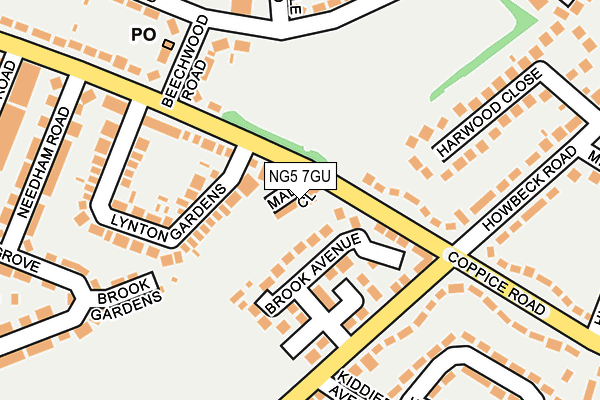 NG5 7GU map - OS OpenMap – Local (Ordnance Survey)