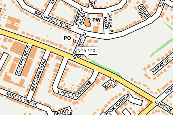 NG5 7GX map - OS OpenMap – Local (Ordnance Survey)