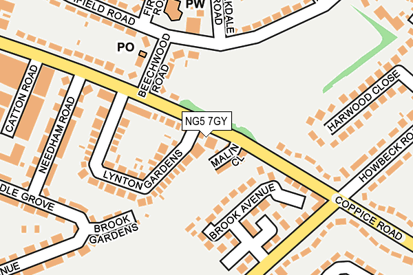 NG5 7GY map - OS OpenMap – Local (Ordnance Survey)