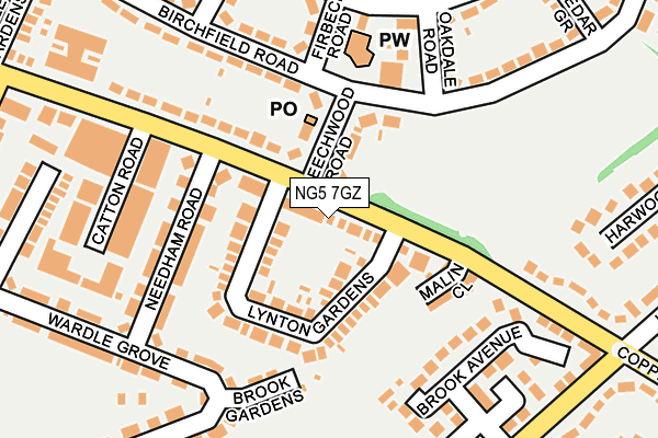 NG5 7GZ map - OS OpenMap – Local (Ordnance Survey)