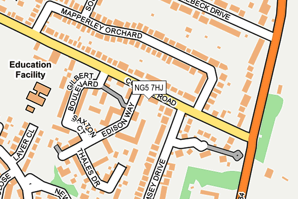 NG5 7HJ map - OS OpenMap – Local (Ordnance Survey)