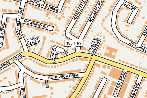 NG5 7HW map - OS OpenMap – Local (Ordnance Survey)