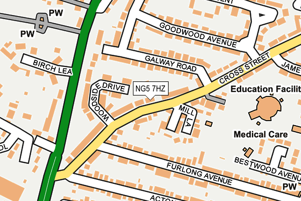 NG5 7HZ map - OS OpenMap – Local (Ordnance Survey)