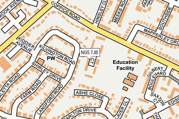 NG5 7JB map - OS OpenMap – Local (Ordnance Survey)