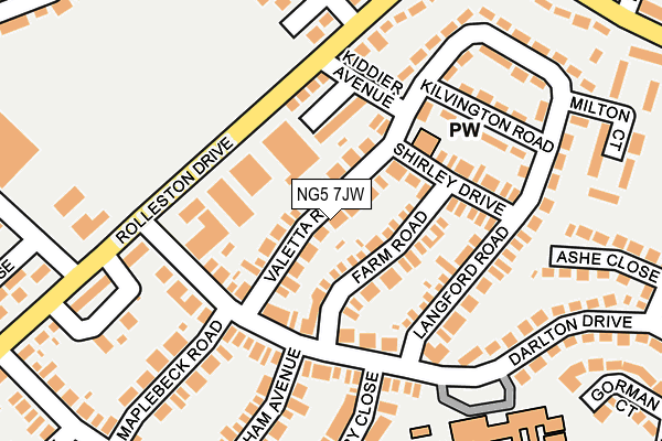 NG5 7JW map - OS OpenMap – Local (Ordnance Survey)