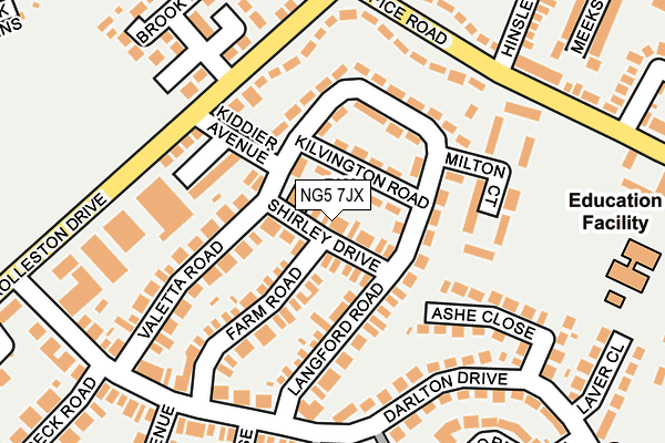 NG5 7JX map - OS OpenMap – Local (Ordnance Survey)