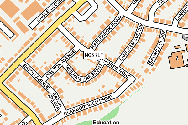 NG5 7LF map - OS OpenMap – Local (Ordnance Survey)