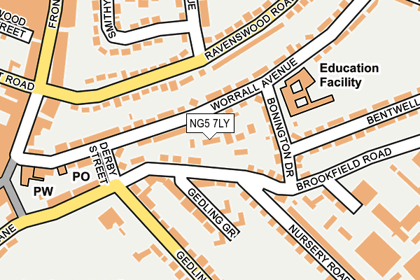 NG5 7LY map - OS OpenMap – Local (Ordnance Survey)