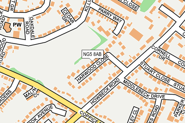 NG5 8AB map - OS OpenMap – Local (Ordnance Survey)