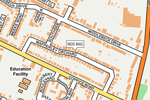 NG5 8AG map - OS OpenMap – Local (Ordnance Survey)