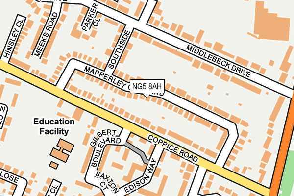 NG5 8AH map - OS OpenMap – Local (Ordnance Survey)