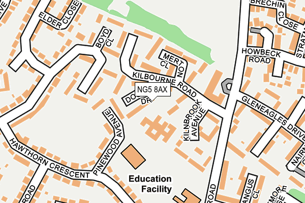 NG5 8AX map - OS OpenMap – Local (Ordnance Survey)