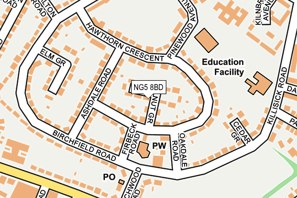 NG5 8BD map - OS OpenMap – Local (Ordnance Survey)