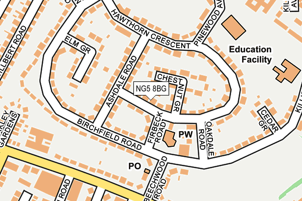 NG5 8BG map - OS OpenMap – Local (Ordnance Survey)