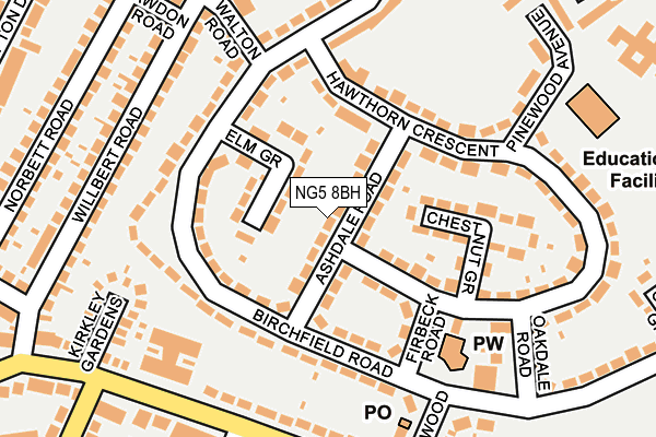 NG5 8BH map - OS OpenMap – Local (Ordnance Survey)
