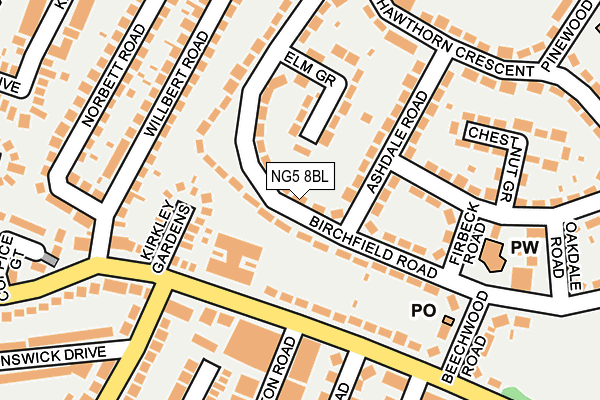 NG5 8BL map - OS OpenMap – Local (Ordnance Survey)