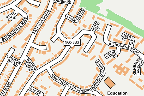 NG5 8BS map - OS OpenMap – Local (Ordnance Survey)