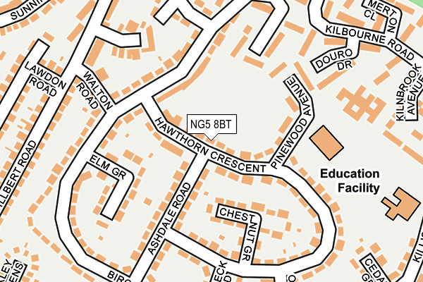 NG5 8BT map - OS OpenMap – Local (Ordnance Survey)