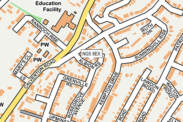 NG5 8EX map - OS OpenMap – Local (Ordnance Survey)