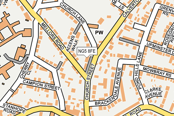 NG5 8FE map - OS OpenMap – Local (Ordnance Survey)