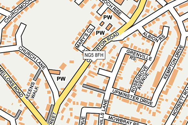 NG5 8FH map - OS OpenMap – Local (Ordnance Survey)