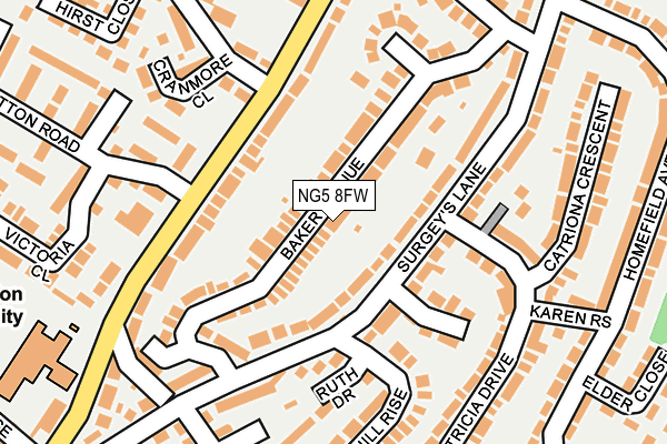 NG5 8FW map - OS OpenMap – Local (Ordnance Survey)